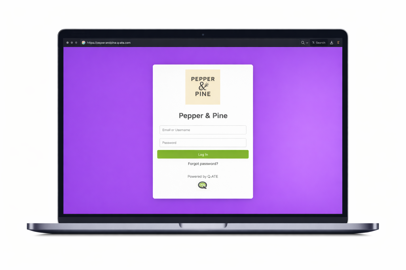 Q-ATE custom branded login experience